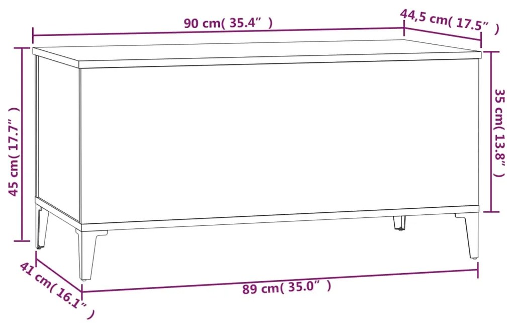 Tavolino Salotto Grigio Sonoma 90x44,5x45 cm Legno Multistrato