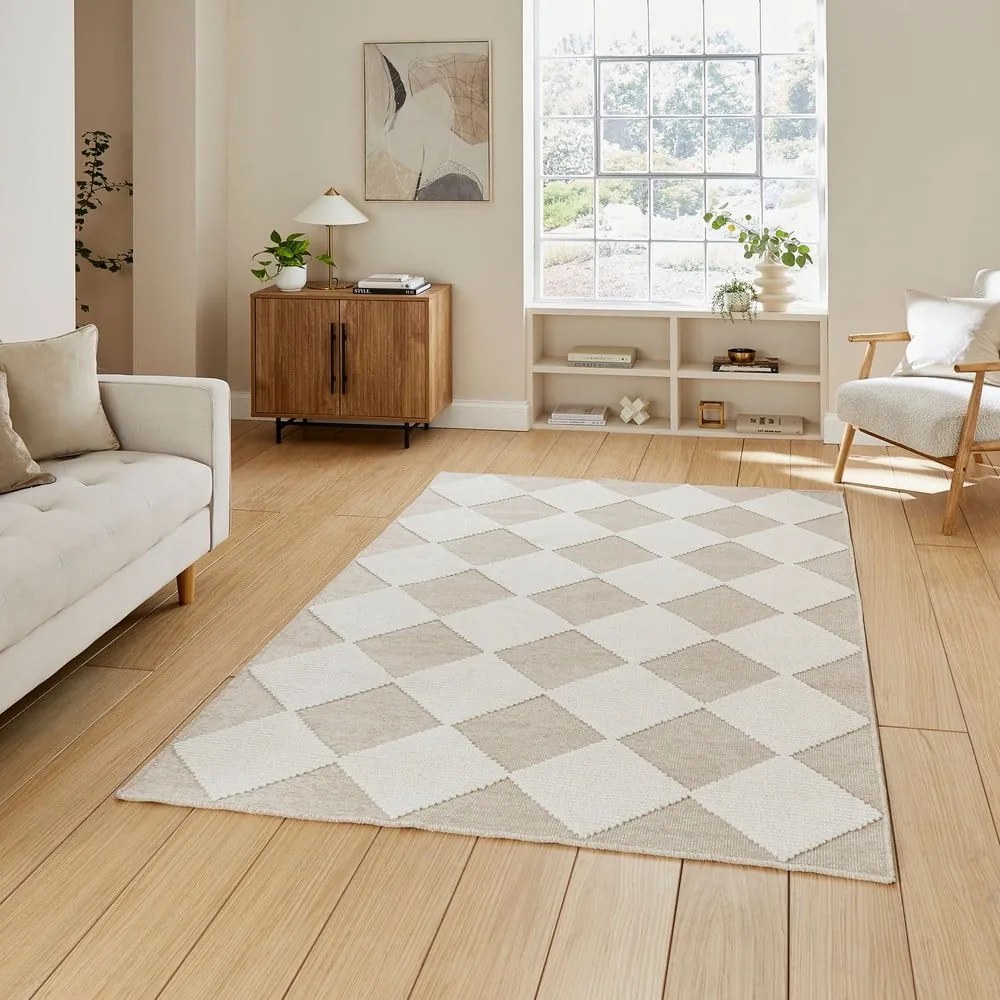 Tappeto bianco e beige lavabile 160x230 cm Lyna Beige&amp;White – Think Rugs