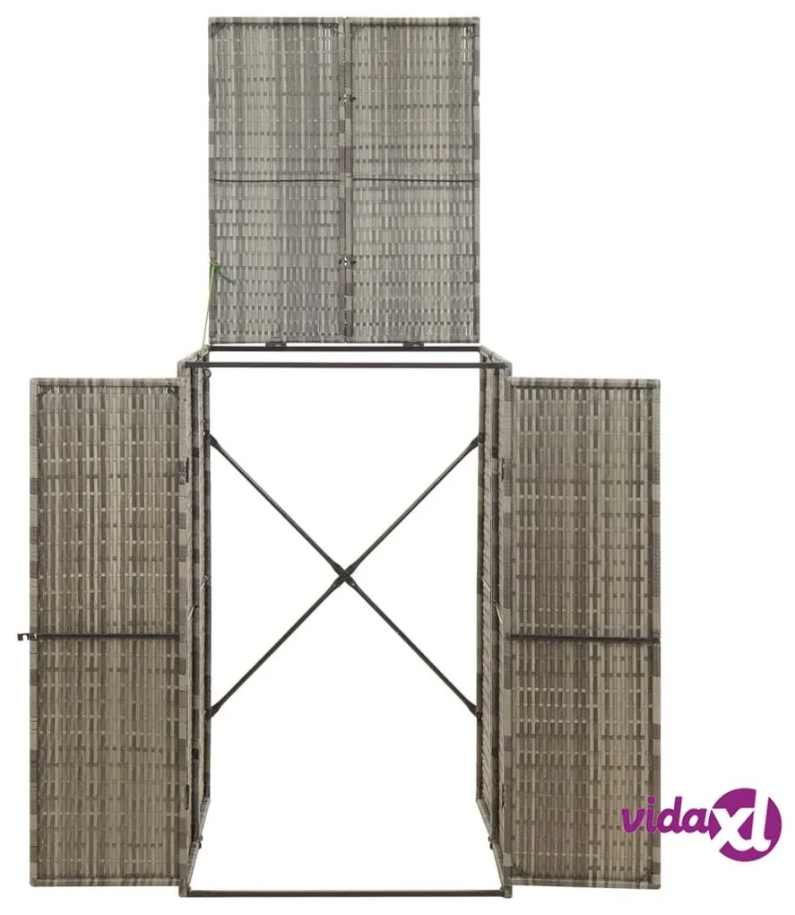 vidaXL Copribidone Singolo Grigio 70x80x117 cm in Polyrattan