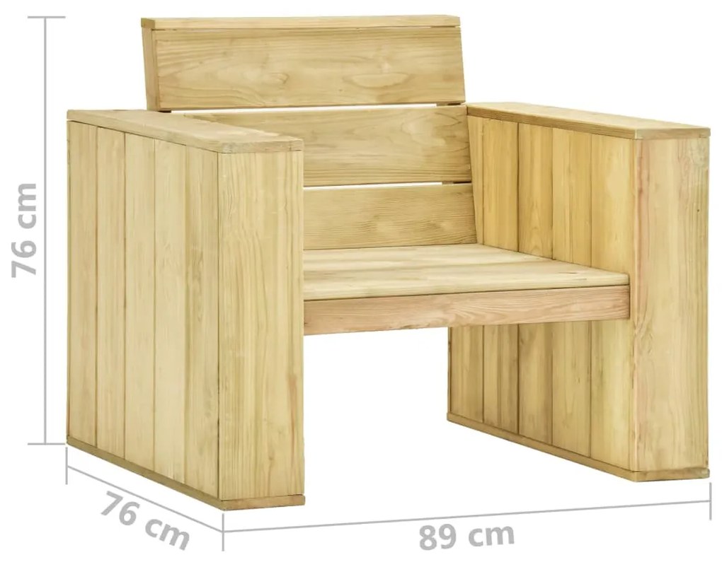 Sedia da Giardino con Cuscini Grigi Legno Pino Impregnato