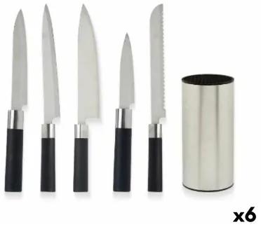 Set di Coltelli da Cucina con Supporto Nero Argentato Acciaio inossidabile Polietilene polipropilene ABS 11 x 35 x 11 cm (6 Uni