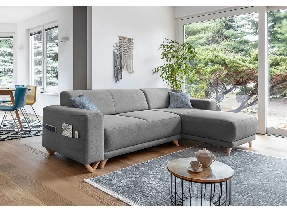 Divano angolare grigio allungabile e con contenitore Classy Sophie – Miuform