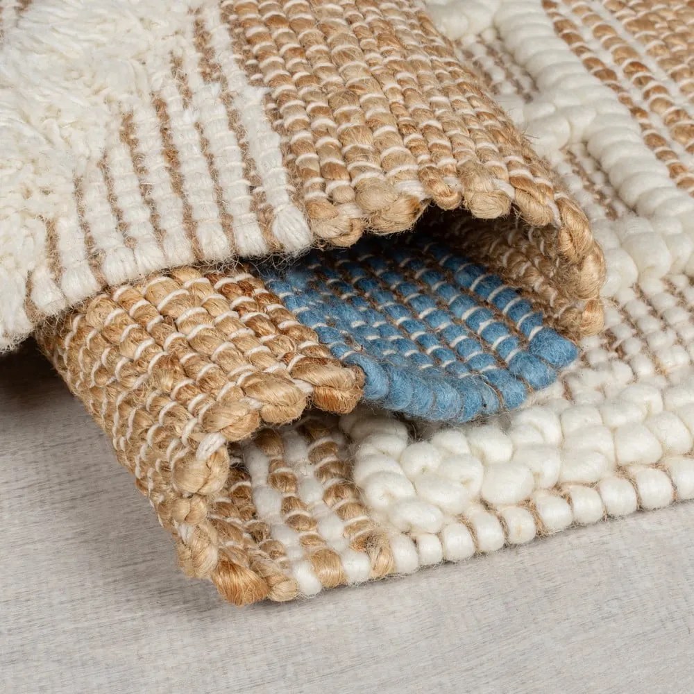 Passatoia blu/di colore naturale in misto iuta tessuta a mano 60x230 cm Medina Jute – Flair Rugs