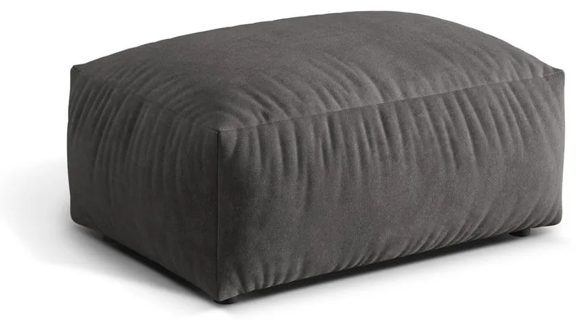 Poggiapiedi componibile grigio con rivestimento in velluto Martina – Micadoni