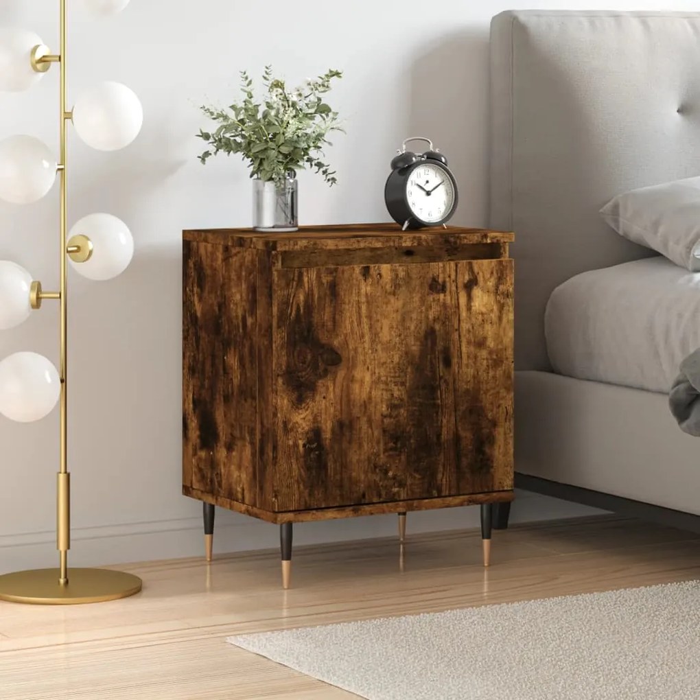 Comodino Rovere Fumo 40x30x50 Cm İn Legno Multistrato /