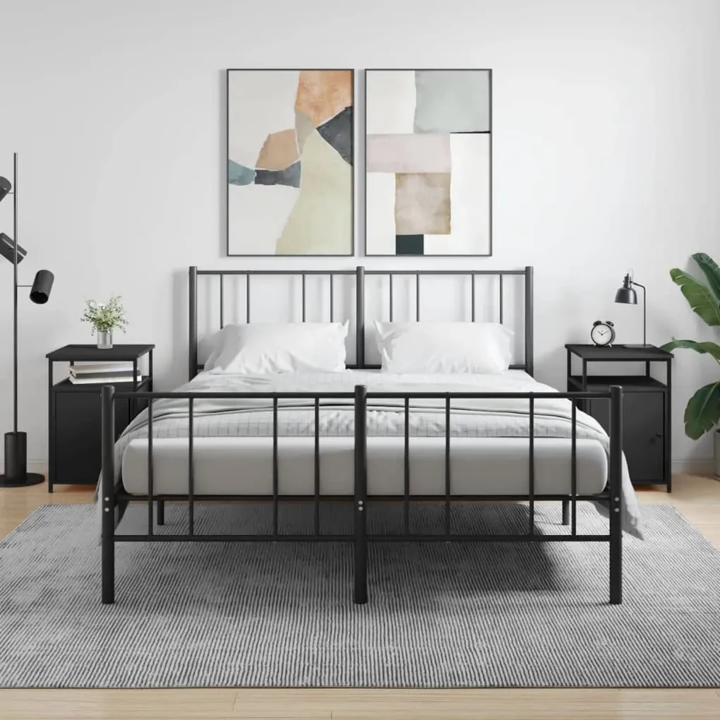 Comodini 2 pz neri 40x42x60 cm in legno multistrato