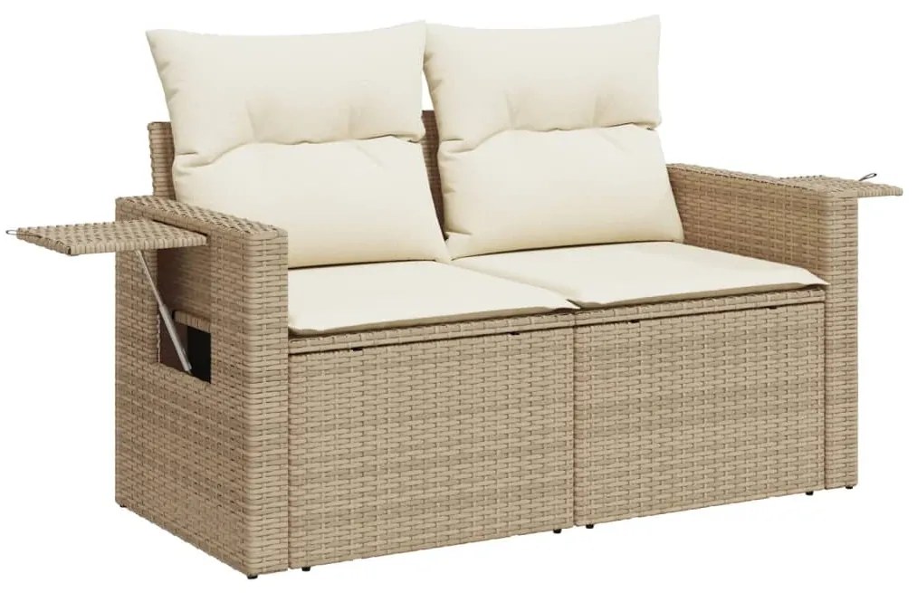 Set Divani da Giardino 7 pz con Cuscini Beige in Polyrattan