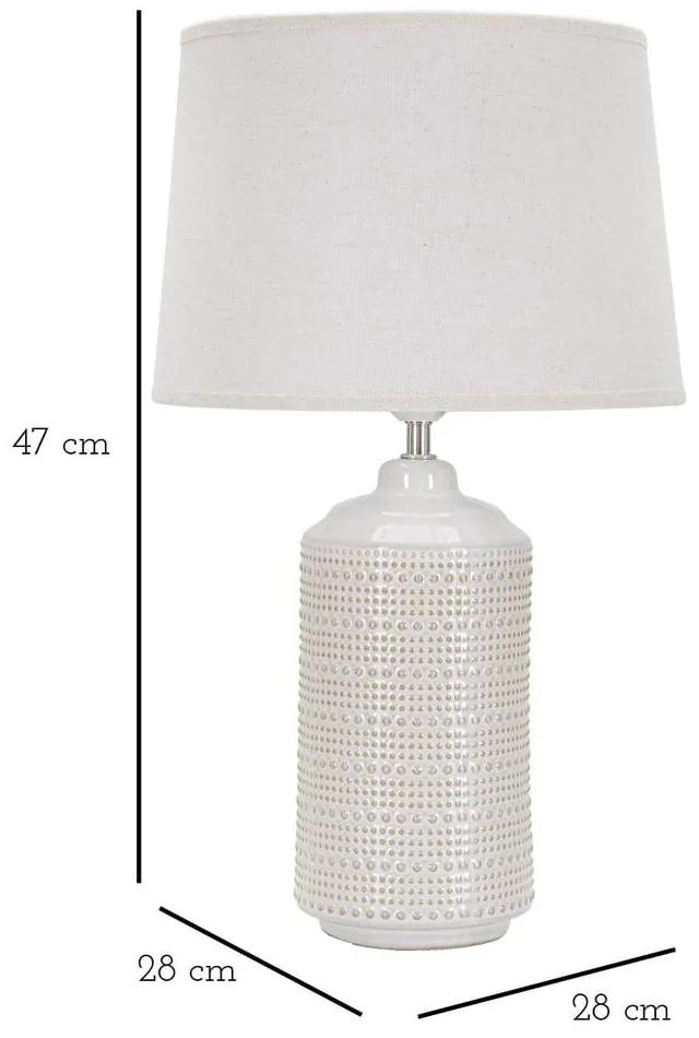 Lampada da tavolo in ceramica bianca con paralume in tessuto (altezza 47 cm) Point - Mauro Ferretti
