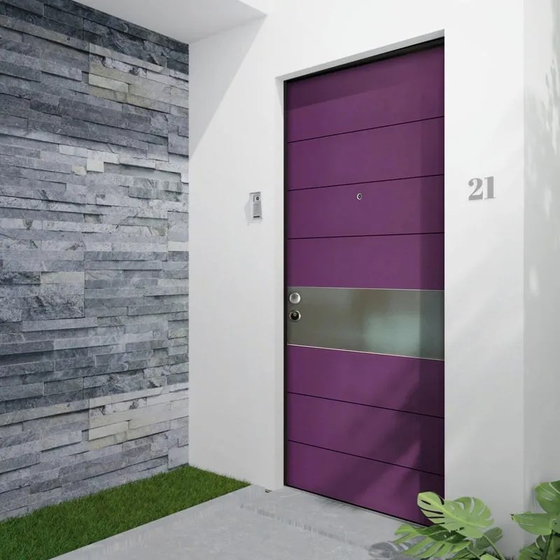 Porta blindata MASTER Violet viola/noce L 80 x H 210 cm apertura destra