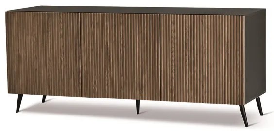 Madia 180 cm in legno Antracite e Teak 3 ante con 5 piedini - RONDA