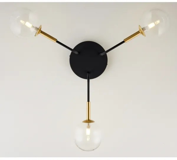 Jupiter 2039 - Lampadario a sospensione con supporto rigido BURANO 3xG9/10W/230V nero/oro/limpido