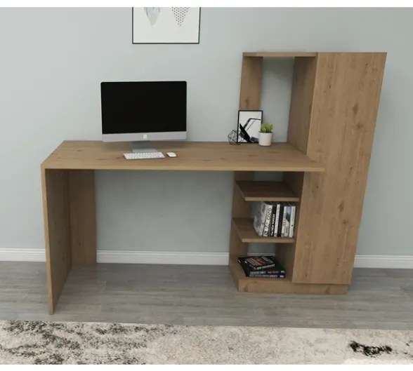 Scrivania Libreria Con Anta Laterale 150x55x120H Effetto Legno Ryan