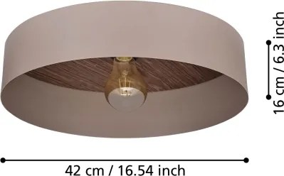 Eglo 900838 - Plafoniera DUAIA 1xE27/40W/230V marrone