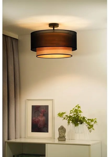 Duolla - Lampadario a plafone WOOD BOHO 1xE27/15W/230V diametro 45 cm nero/beige