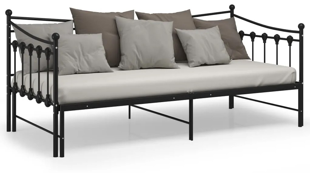 Telaio divano letto estraibile nero in metallo 90x200 cm