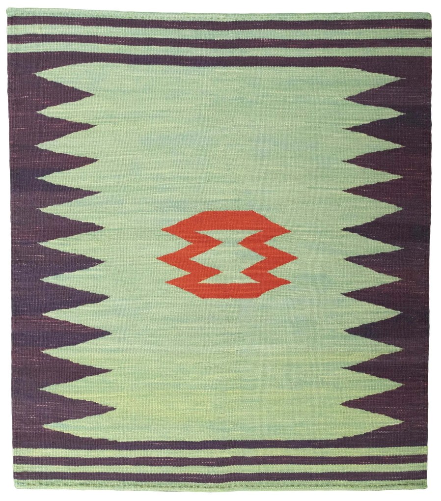 Kilim Tappeto persiano 130 x 110 Verde (Iran) Tessuto A Mano