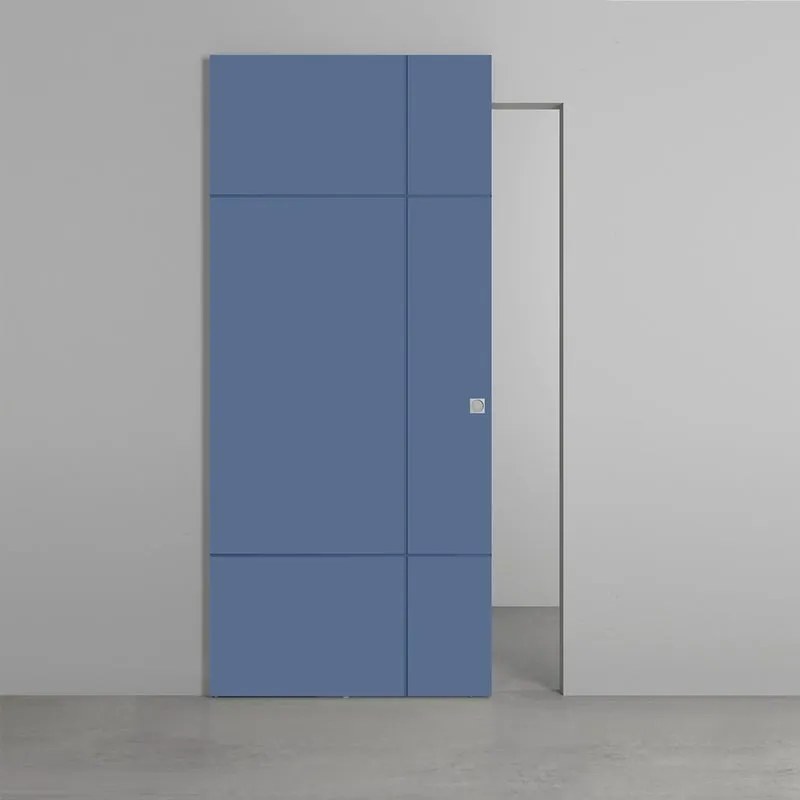 Porta scorrevole City in legno blu, L 101 x H 230 cm, con binario Invisibile Destra