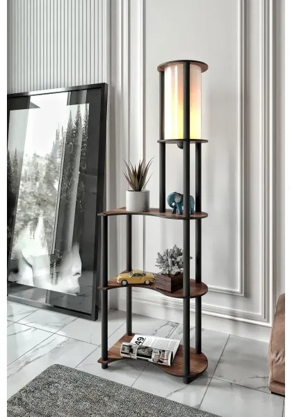 Lampada da terra con ripiani 1xE27/40W/230V 140 cm nero/marrone