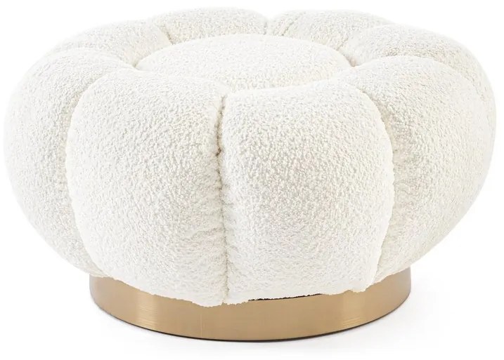 Pouf FLOREL in tessuto effetto bouclé bianco