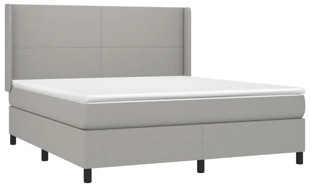 Giroletto a molle con materasso grigio chiaro160x200 cm tessuto