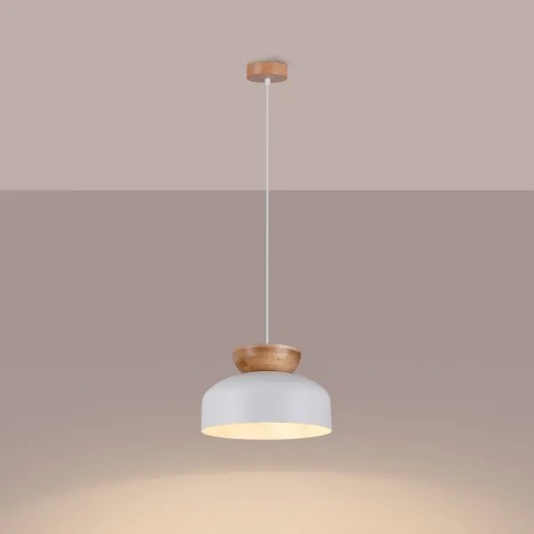 Sollux SL.1350 - Lampadario a sospensione con filo MARION 1xE27/15W/230V diametro 29,5 cm bianco