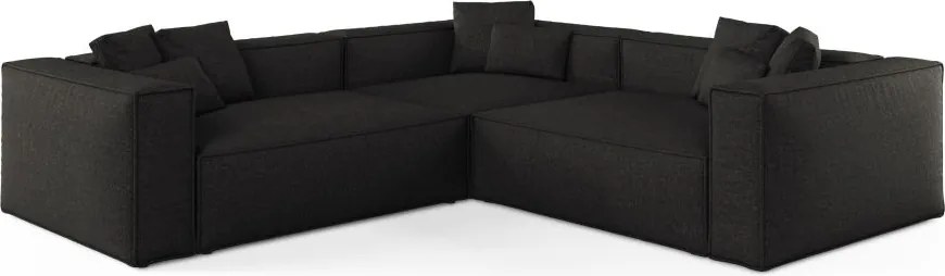 Divano angolare Aveiro 5 posti in chenille - 268x86x268