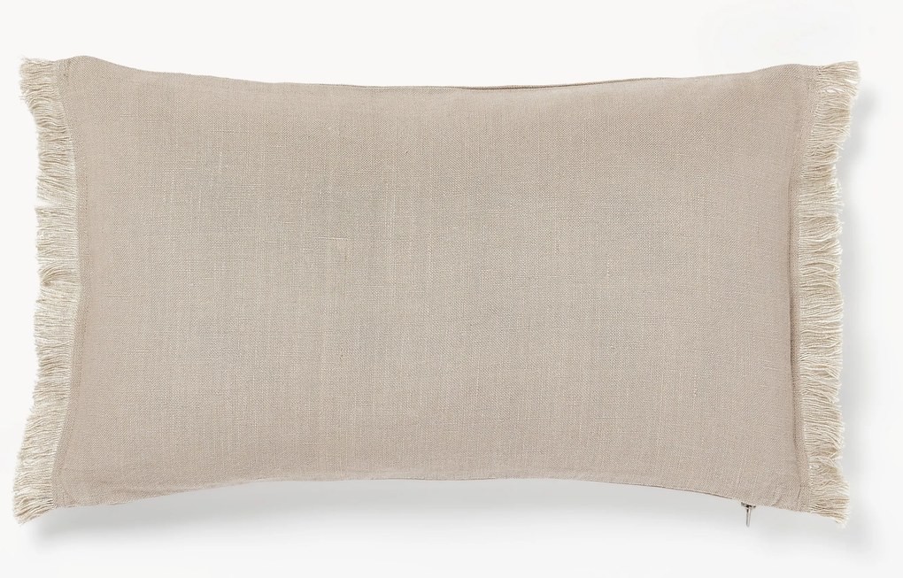 Copricuscino in lino con frange Luana
