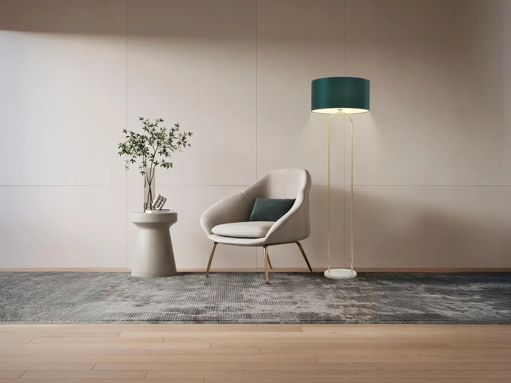 Lampada da terra D. 45 x H. 150 cm in Acciaio e Marmo Verde Petrolio - NOUR