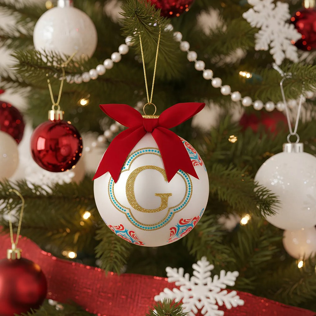 Pallina Natale lettera G 10 cm Royal Garden