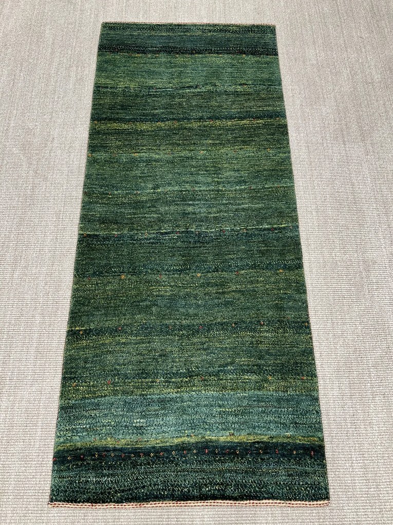 Loribaft Tappeto 80x190 Verde (Iran) Annodato A Mano