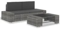 Set Divani da Giardino 3 pz in Polyrattan Grigio cod mxl 63750