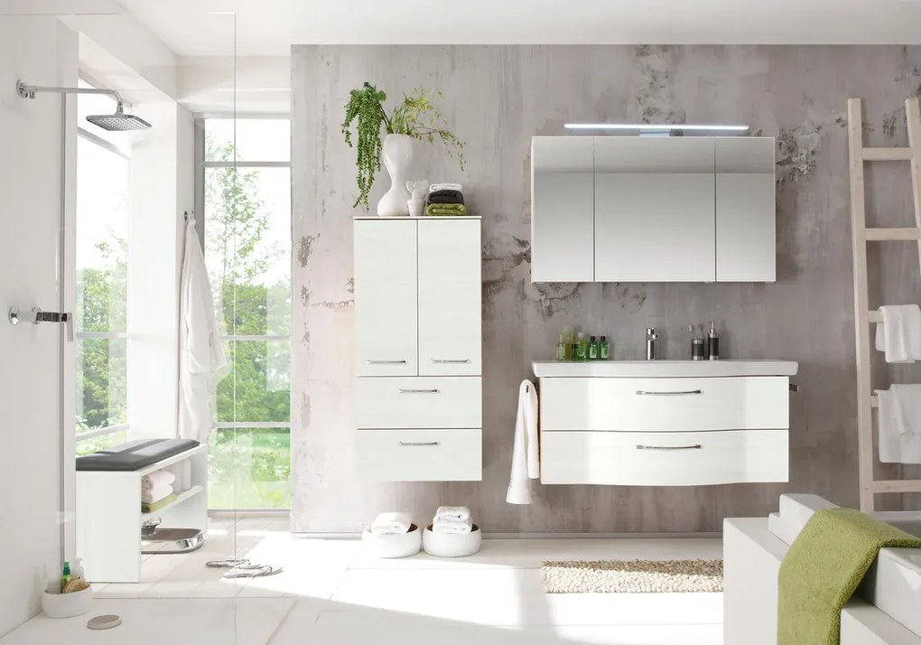 Mobile sottolavabo e lavabo Solitaire per vasca centrale rovere bianco L 122 cm
