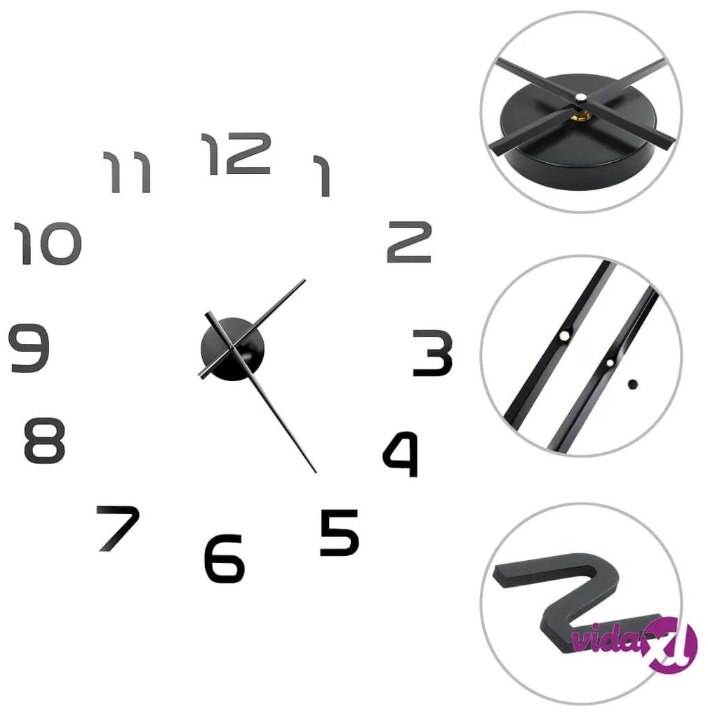 vidaXL Orologio da Parete 3D in Stile Moderno 100cm XXL Nero
