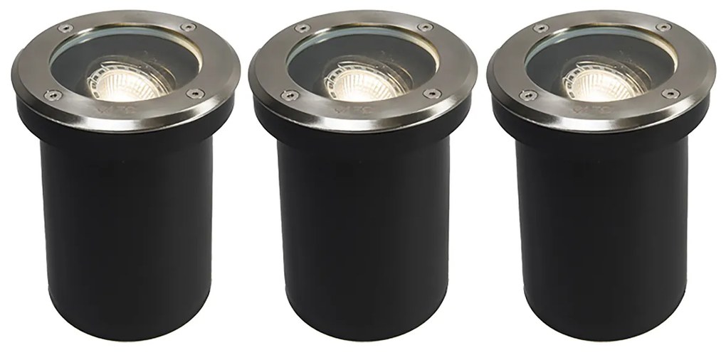 Set di 3 faretti da terra per esterni in acciaio orientabili IP65 - Delux
