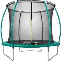 Trampolino Tappeto Elastico 244x235 cm in Acciaio con Rete di Protezione Verde e Nero