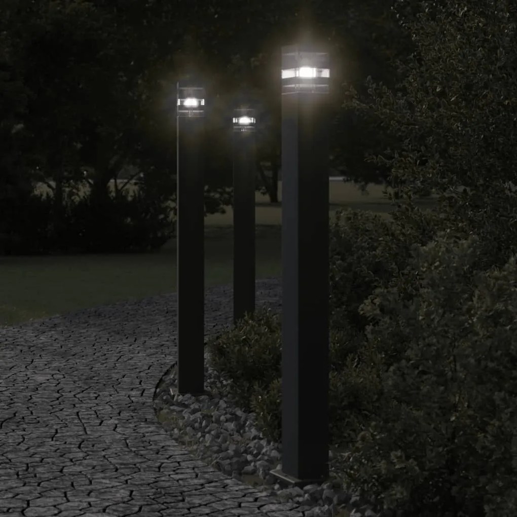 Lampada Da Terra Per Esterni Nera 110 Cm İn Alluminio /