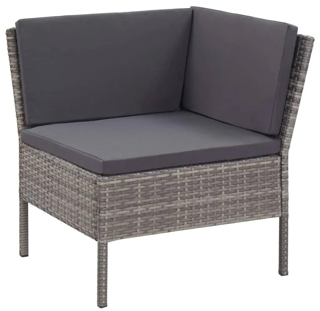 Set divani da giardino 6 pz con cuscini in polyrattan grigio