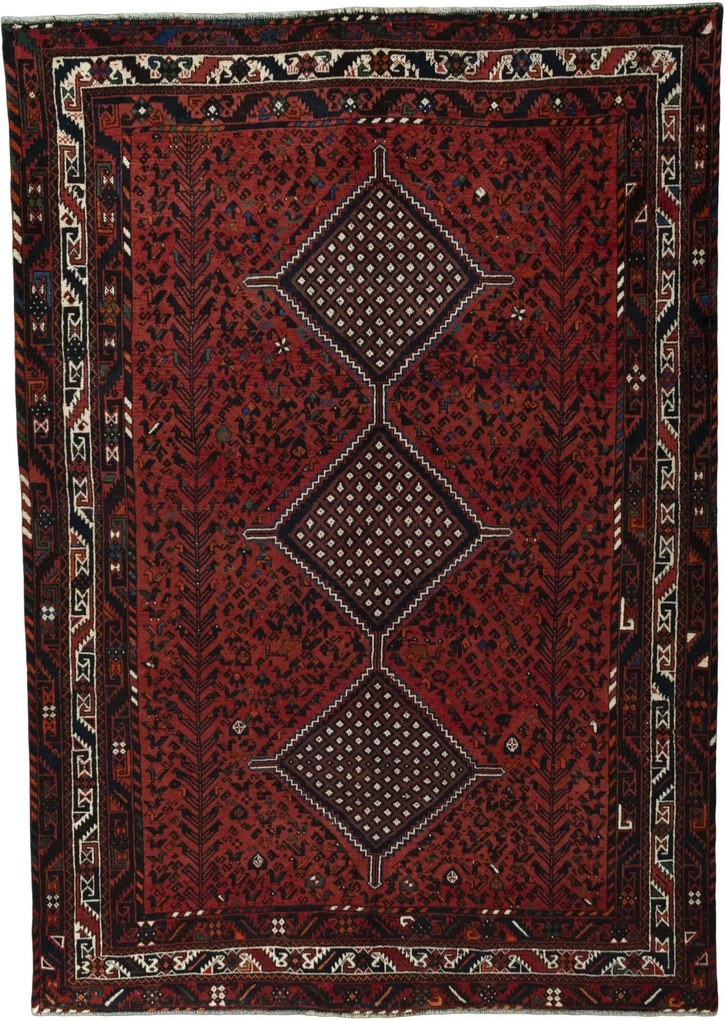 Shiraz Tappeto persiano 220 x 310 Rosso (Iran) Annodato A Mano