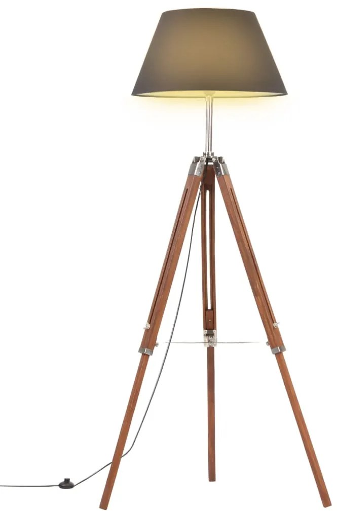Lampada A Treppiede Marrone E Nero İn Legno Di Teak 141 Cm /