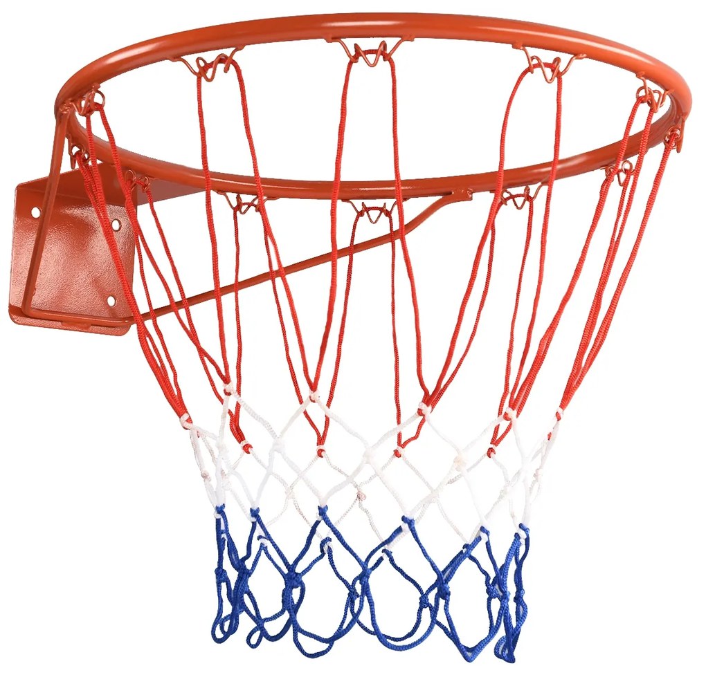 Costway Canestro da basket con struttura in acciaio e rete in nylon, Anello del canestro montato a muro