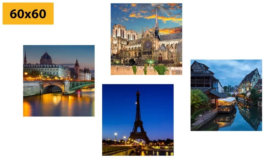Set di quadri – Parigi notturna romantica