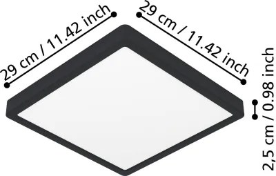 Eglo 901304-LED Plafoniera FUEVA LED/13W/230V 2700/4000/6500K 29x29cm nera