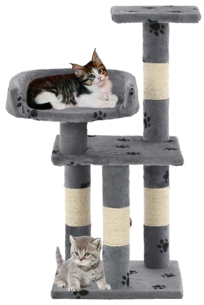 Albero per gatti tiragraffi in sisal 65 cm zampe stampate grigio