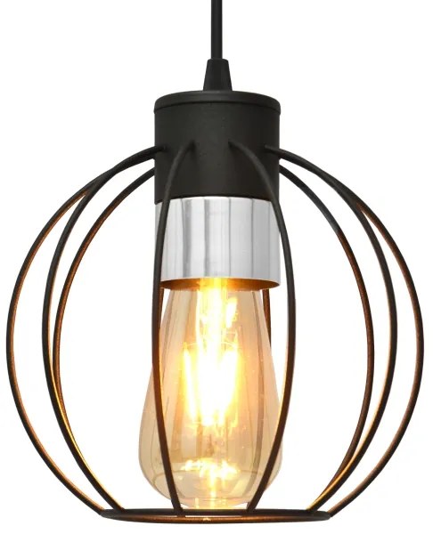Lampadario a sospensione con filo STARLIGHT 1xE27/15W/230V nero/argento