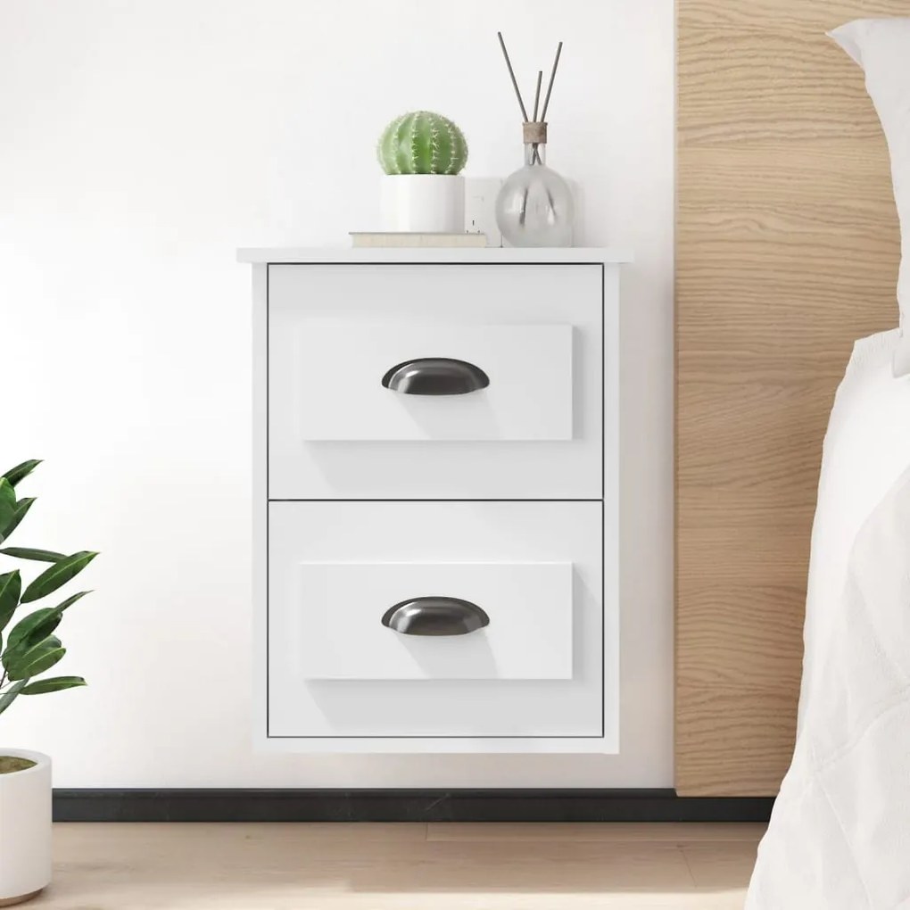 Comodino A Parete Bianco 41,5x36x53 Cm /