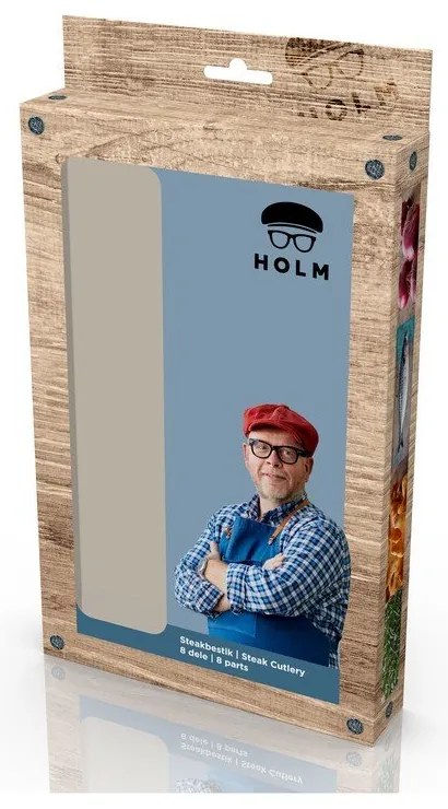 Set di coltelli da carne argentati/di colore naturale in acciaio inox 8 pz – Holm