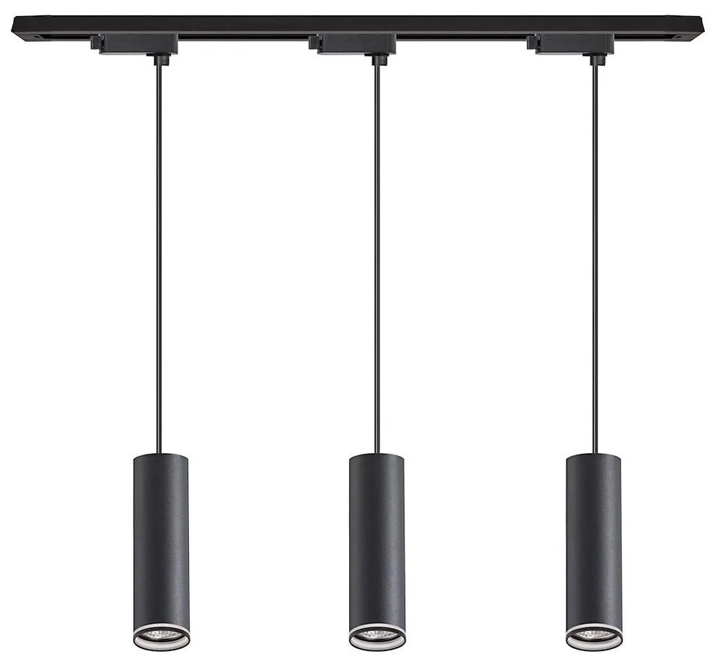 Lampadario a sospensione con cavo per sistema a binario PIPE 3xGU10/10W/230V nero