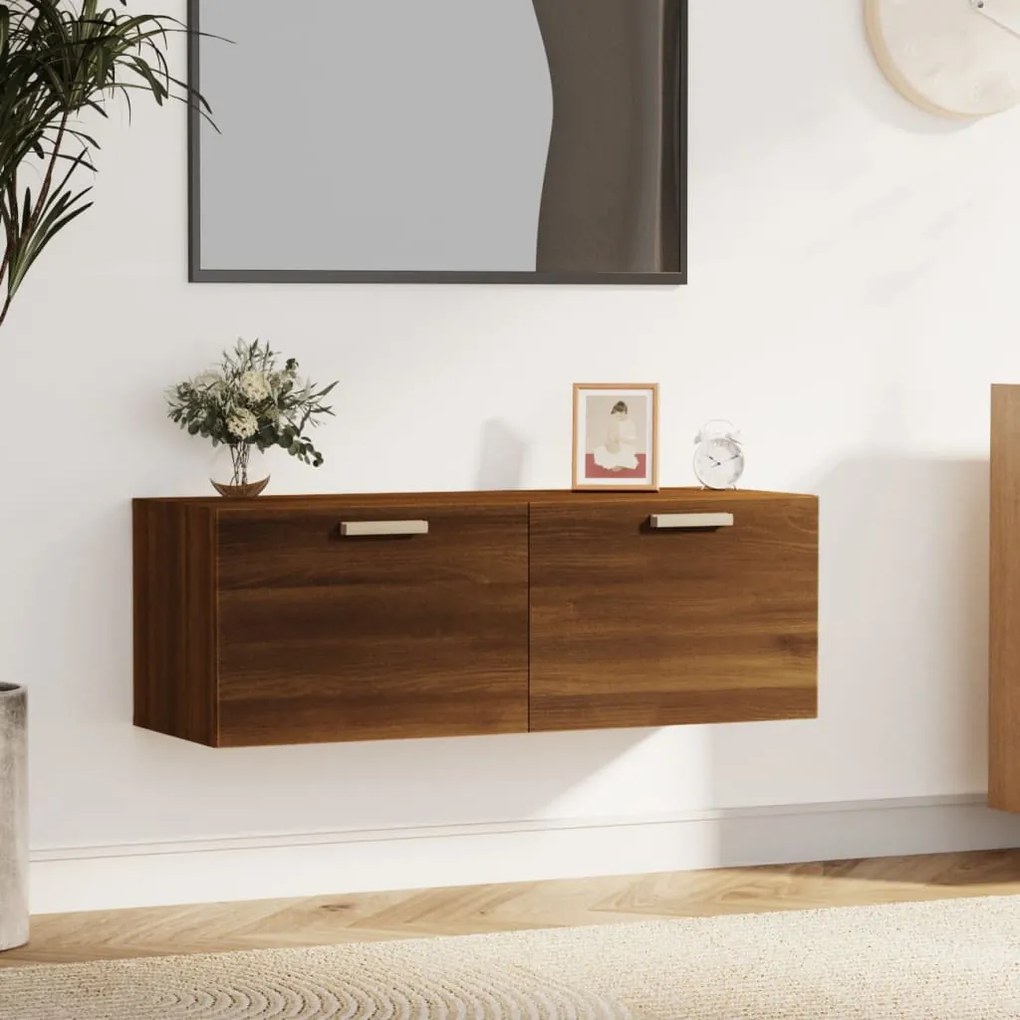 Mobile Pensile Rovere Marrone 100x36,5x35 Cm Legno Multistrato /