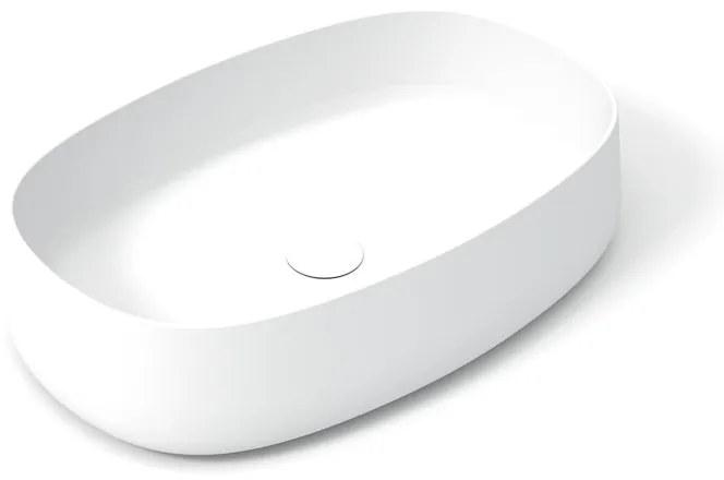 Lavabo da appoggio Wave OLYMPIA CERAMICA ovale in ceramica L 60 x H 14 x P 40 cm bianco opaco piletta non inclusa