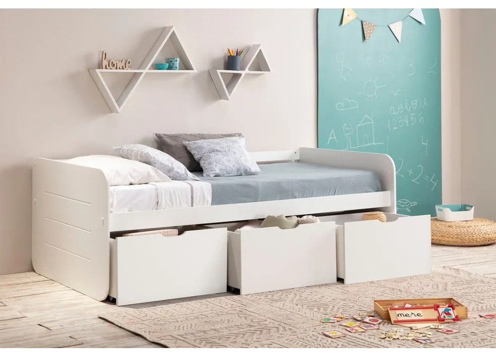 Letto per bambini bianco con contenitore 90x190 cm Abbott - Marckeric